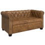 Sofá Chesterfield de 2 plazas cuero sintético marrón