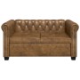 Sofá Chesterfield de 2 plazas cuero sintético marrón