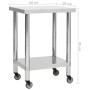 Mesa de trabajo para cocina con ruedas acero inox 60x30x85 cm