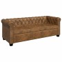 Sofá Chesterfield de 3 plazas cuero sintético marrón