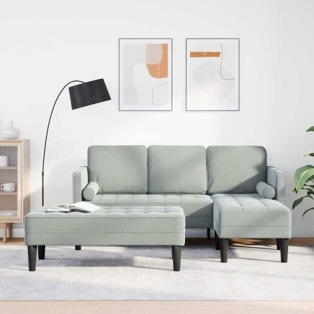Juego de Sofá 2 pcs Gris claro 173 x 131 x 67 cm Terciopelo