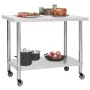 Stainless steel kitchen work table with wheels 100x60x85 cm by vidaXL, Restoration - Ref: Foro24-51639, Price: 139,39 €, Disc...