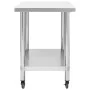 Stainless steel kitchen work table with wheels 100x60x85 cm by vidaXL, Restoration - Ref: Foro24-51639, Price: 139,39 €, Disc...