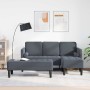 Juego de Sofá 2 pcs Gris oscuro 173 x 131 x 67 cm Terciopelo