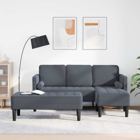 Juego de Sofá 2 pcs Gris oscuro 173 x 131 x 67 cm Terciopelo