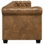 Sofá Chesterfield de 3 plazas cuero sintético marrón