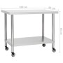 Mesa de trabajo para cocina con ruedas acero inox 100x60x85 cm