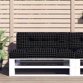 Cojín sofá de palets tela a cuadros negro 120x40x12 cm