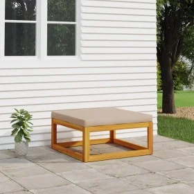 Solid acacia wood garden footrest with taupe gray cushions by vidaXL, Modular outdoor sofas - Ref: Foro24-360006, Price: 101,...