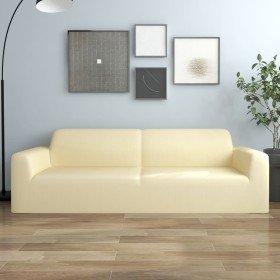Funda elástica para sillón de 3 plazas poliéster jersey crema Funda elástica para sillón de 3 plazas poliéster jersey crema