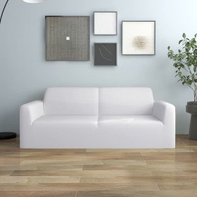Funda elástica para sillón de 2 plazas poliéster jersey blanca Funda elástica para sillón de 2 plazas poliéster jersey blanca