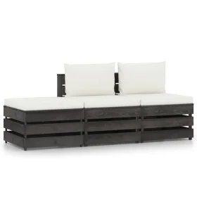 3-piece garden furniture with gray impregnated wood cushions by vidaXL, Garden sets - Ref: Foro24-3068182, Price: 236,47 €, D...