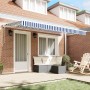 Toldo Retráctil Manual Azul y 350x200 cm tela