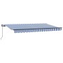 Toldo Retráctil Azul y Blanco 350 x 200 cm Poliéster y Aluminio