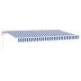 Toldo Retráctil Azul y Blanco 350 x 200 cm Poliéster y Aluminio