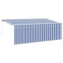 Toldo Retráctil Manual Azul y 350 x 200 cm Tela, metal