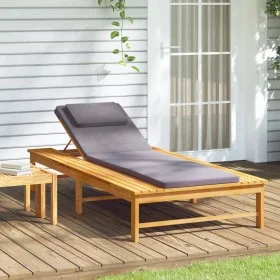 Lounger with dark gray cushion and solid acacia wood pillow by vidaXL, Loungers - Ref: Foro24-362154, Price: 144,58 €, Discou...