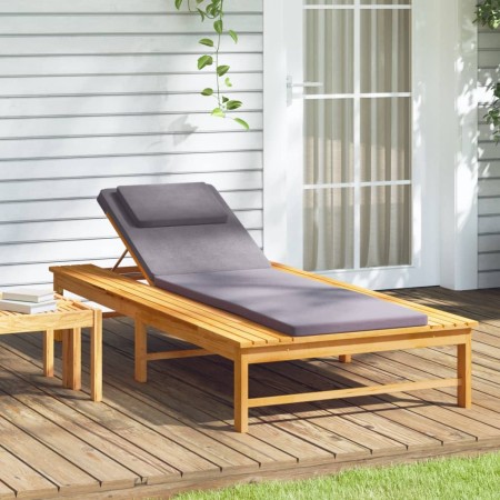 Lounger with dark gray cushion and solid acacia wood pillow by vidaXL, Loungers - Ref: Foro24-362154, Price: 176,89 €, Discou...