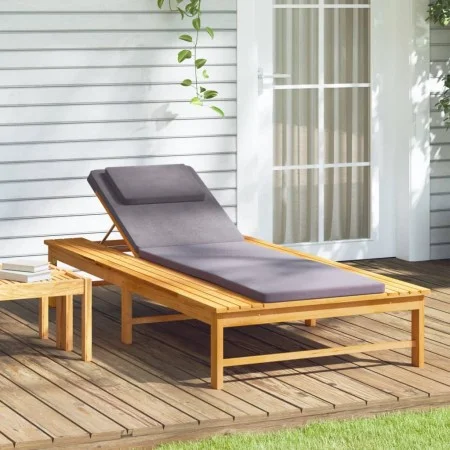 Lounger with dark gray cushion and solid acacia wood pillow by vidaXL, Loungers - Ref: Foro24-362154, Price: 144,58 €, Discou...