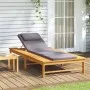 Lounger with dark gray cushion and solid acacia wood pillow by vidaXL, Loungers - Ref: Foro24-362154, Price: 144,58 €, Discou...