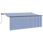 Toldo Retráctil Rayado Azul y 350 x 200 cm Tela, metal