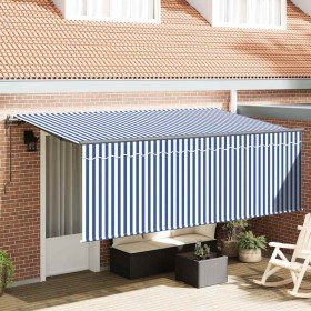 Toldo con Persiana Rayado Crema 350 x 200 x 120 cm Tela y Metal Toldo con Persiana Rayado Crema 350 x 200 x 120 cm Tela y Metal