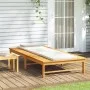 Lounger with cream white cushion and solid acacia wood pillow by vidaXL, Loungers - Ref: Foro24-362155, Price: 162,38 €, Disc...