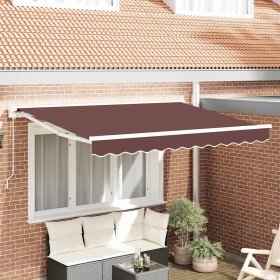 Toldo Retráctil Manual Marrón 350x200 cm tela Toldo Retráctil Manual Marrón 350x200 cm tela