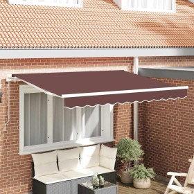 Toldo Retráctil Marrón 350 x 200 cm Poliéster y Aluminio