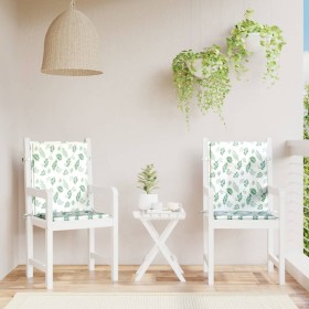 Cojines de silla de respaldo bajo 2 uds tela estampado de hojas