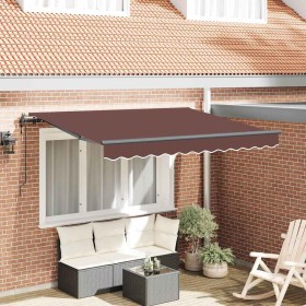 Toldo Retráctil Marrón 350 x 200 cm Poliéster y Aluminio