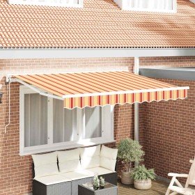Toldo Retráctil Manual Rayas Multicolor 350x200 cm tela Toldo Retráctil Manual Rayas Multicolor 350x200 cm tela