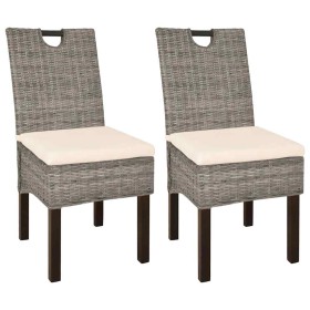 Sillas de comedor 2 unidades ratán kubu y madera de mango