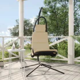 Hanging garden chair with steel cushion and cream Oxford fabric by vidaXL, Garden rockers - Ref: Foro24-362727, Price: 115,89...