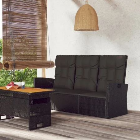 Reclining garden bench and black synthetic rattan cushions 173 cm by vidaXL, garden benches - Ref: Foro24-362183, Price: 229,...