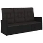 Reclining garden bench and black synthetic rattan cushions 173 cm by vidaXL, garden benches - Ref: Foro24-362183, Price: 229,...