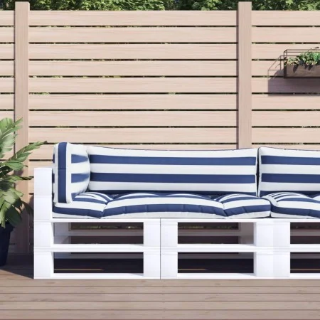 Cojines para palés 3 piezas tela Oxford azul y blanco a rayas von vidaXL, Kissen für Stühle und Sofas - Ref: Foro24-360959, P...