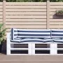 Cojines para palés 3 piezas tela Oxford azul y blanco a rayas von vidaXL, Kissen für Stühle und Sofas - Ref: Foro24-360959, P...