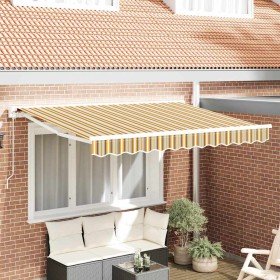 Toldo Retráctil Manual Rayas Multicolor 350x200 cm tela Toldo Retráctil Manual Rayas Multicolor 350x200 cm tela