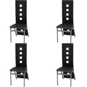 Sillas de comedor 4 unidades cuero sintético negro Sillas de comedor 4 unidades cuero sintético negro