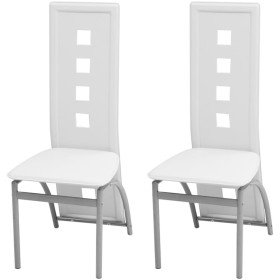 Sillas de comedor 2 unidades cuero sintético blanco Sillas de comedor 2 unidades cuero sintético blanco