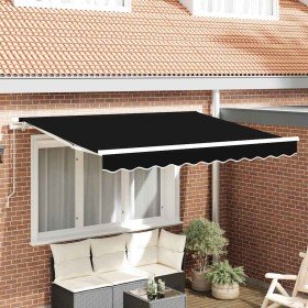 Toldo Retráctil Negro 350 x 200 cm Poliéster y Aluminio Toldo Retráctil Negro 350 x 200 cm Poliéster y Aluminio