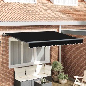 Toldo Retráctil Negro 350 x 200 cm Poliéster y Aluminio Toldo Retráctil Negro 350 x 200 cm Poliéster y Aluminio