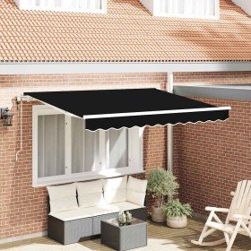 Toldo Retráctil Negro 350 x 200 cm Poliéster y Aluminio Toldo Retráctil Negro 350 x 200 cm Poliéster y Aluminio