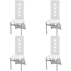Sillas de comedor 4 unidades cuero sintético blanco Sillas de comedor 4 unidades cuero sintético blanco
