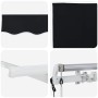 Toldo Retráctil Negro 350 x 200 cm Poliéster y Aluminio