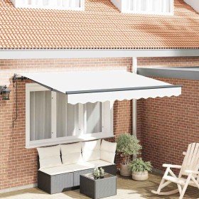 Toldo Retráctil Blanco 350 x 200 cm Poliéster y Aluminio Toldo Retráctil Blanco 350 x 200 cm Poliéster y Aluminio
