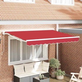 Toldo Retráctil Manual Rojo 350x200 cm tela Toldo Retráctil Manual Rojo 350x200 cm tela