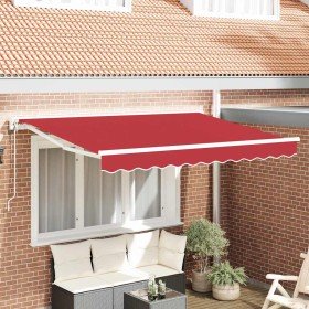 Toldo Retráctil Manual Rojo 350x200 cm tela Toldo Retráctil Manual Rojo 350x200 cm tela
