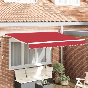 Toldo Retráctil Rojo 350 x 200 cm Poliéster y Aluminio